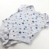 Stars Blue & Grey Short Sleeve Bodysuit - Boys 12-18 Months