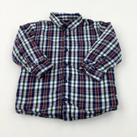 Navy Checked Winter Padded Long Sleeve Shirt - Boys 12-18 Months