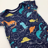 Colourful Dinosaurs Navy Short Sleeve Bodysuit - Boys 12-18 Months