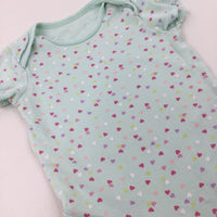 Hearts Green Short Sleeve Bodysuit - Girls 12-18 Months