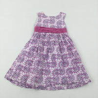 Patterned Lilac & White Dress - Girls 2-3 Years