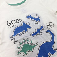 **NEW** 'Good Vibes' Dinosaurs Blue & White T-Shirt - Boys 12-18 Months