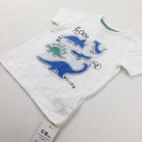 **NEW** 'Good Vibes' Dinosaurs Blue & White T-Shirt - Boys 12-18 Months