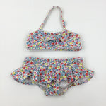 Flowers Pink & Blue Bikini  - Girls 5-6 Years