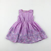 Rainbows & Flowers Lilac Dress - Girls 2-3 Years