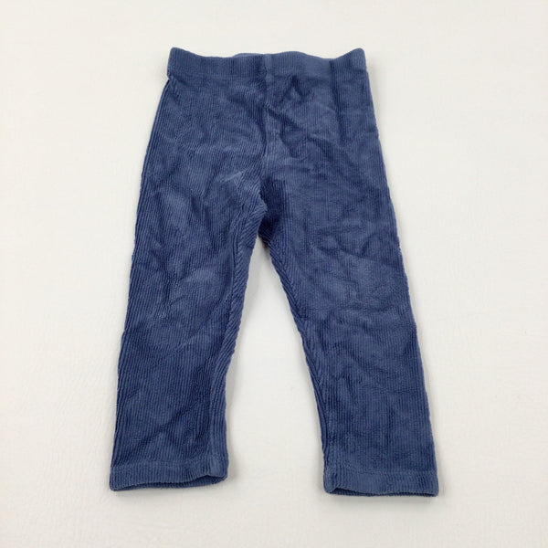 Textured Velour Blue Leggings - Girls 12-18 Months