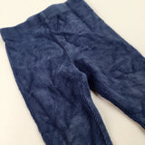 Textured Velour Blue Leggings - Girls 12-18 Months