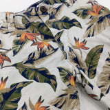 Tropical Leaves Cream Shorts With Adjustable Waist - Boys 5-6 Years