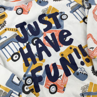 'Just Have Fun!' Diggers White Sweatshirt - Boys 5-6 Years
