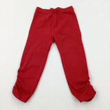 Red Gathered Hem Leggings - Girls 12-18 Months