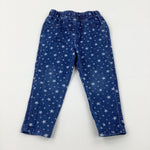 Stars Mid Blue Denim Jeggings - Girls 12-18 Months