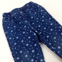 Stars Mid Blue Denim Jeggings - Girls 12-18 Months