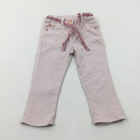 Pink Denim Jeans With Adjustable Waist - Girls 12-18 Months