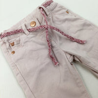 Pink Denim Jeans With Adjustable Waist - Girls 12-18 Months