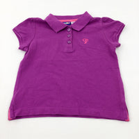 Heart Embroidered Purple Polo Shirt - Boys 18-24 Months