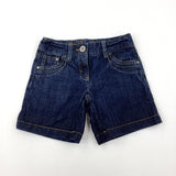 Mid Blue Denim Shorts With Adjustable Waist - Girls 6-7 Years