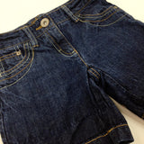 Mid Blue Denim Shorts With Adjustable Waist - Girls 6-7 Years