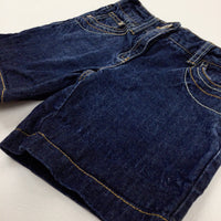 Mid Blue Denim Shorts With Adjustable Waist - Girls 6-7 Years