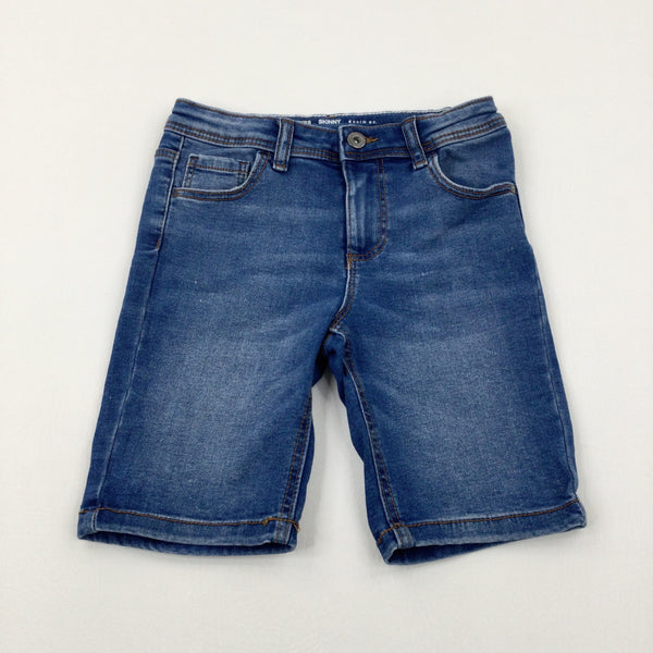Blue Denim Shorts With Adjustable Waist - Boys 7-8 Years