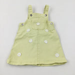 Flowers Embroidered Yellow Dungaree Dress - Girls 18-24 Months