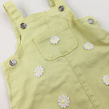 Flowers Embroidered Yellow Dungaree Dress - Girls 18-24 Months