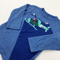 'Peek A Boo' Monkey Helicopter Blue Long Sleeve Top  - Boys 18-24 Months