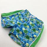 Turtles & Stars Blue & Green Swim Shorts - Boys 18-24 Months