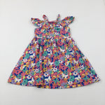 Flowers Pink Dress - Girls 7-8 Years