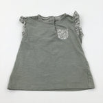 Flowers Khaki T-Shirt - Girls 18-24 Months