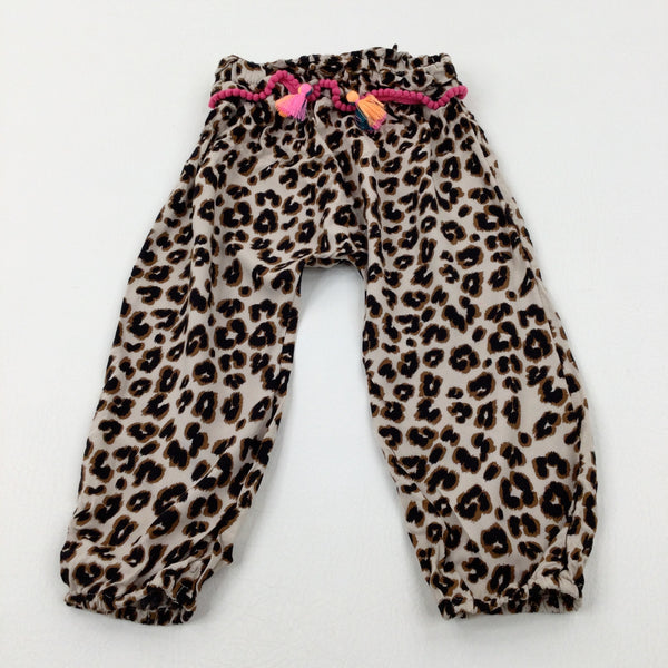 Animal Print Tan Lightweight Trousers - Girls 18-24 Months