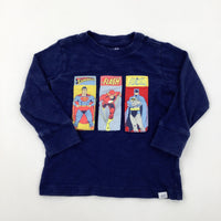 Marvel Superheroes Appliqued Navy Long Sleeve Top - Boys 18-24 Months