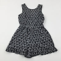 Patterned Black & White Playsuit - Girls 7-8 Years