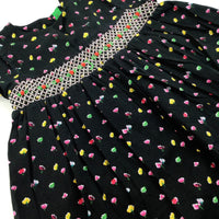 Patterned Embroidered Black Dress - Girls 18-24 Months