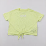 'Wild Flower' Embroidered Yellow Tie Top - Girls 7-8 Years