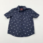 Palm Trees & Sharks Charcoal Grey Short Sleeve Shirt - Boys 2-3 Years