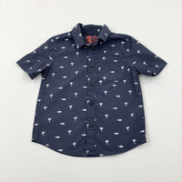 Palm Trees & Sharks Charcoal Grey Short Sleeve Shirt - Boys 2-3 Years