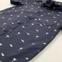 Palm Trees & Sharks Charcoal Grey Short Sleeve Shirt - Boys 2-3 Years