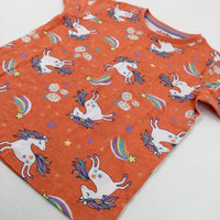 Unicorns Orange T-Shirt - Girls 7-8 Years
