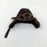 Brown Cord Fleece Lined Winter Hat - Boys 12-24 Months