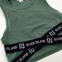 'River Island' Khaki Cropped Vest Top - Girls 7-8 Years