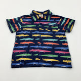 Crocodiles Colourful Navy Short Sleeve Shirt - Boys 2-3 Years