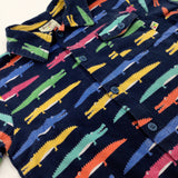 Crocodiles Colourful Navy Short Sleeve Shirt - Boys 2-3 Years