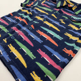 Crocodiles Colourful Navy Short Sleeve Shirt - Boys 2-3 Years