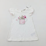 **NEW** Dog In A Watering Can Diamonte White T-Shirt - Girls 18-24 Months