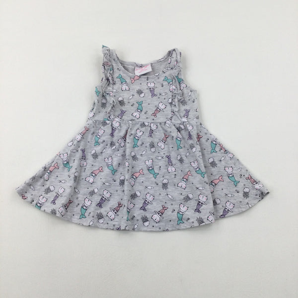 Colourful Sealife Grey Jersey Dress - Girls 18-24 Months