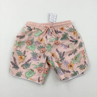 **NEW** Tropical Flowers Pink Swim Shorts - Boys 7-8 Years