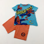 'The Amazing Spider-Man' Marvel Superhero Blue & Orange Short Pyjamas - Boys 2-3 Years