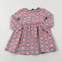 Cats Pink & Grey Jersey Dress - Girls 2-3 Years