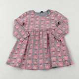 Cats Pink & Grey Jersey Dress - Girls 2-3 Years