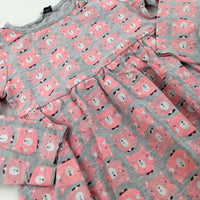 Cats Pink & Grey Jersey Dress - Girls 2-3 Years